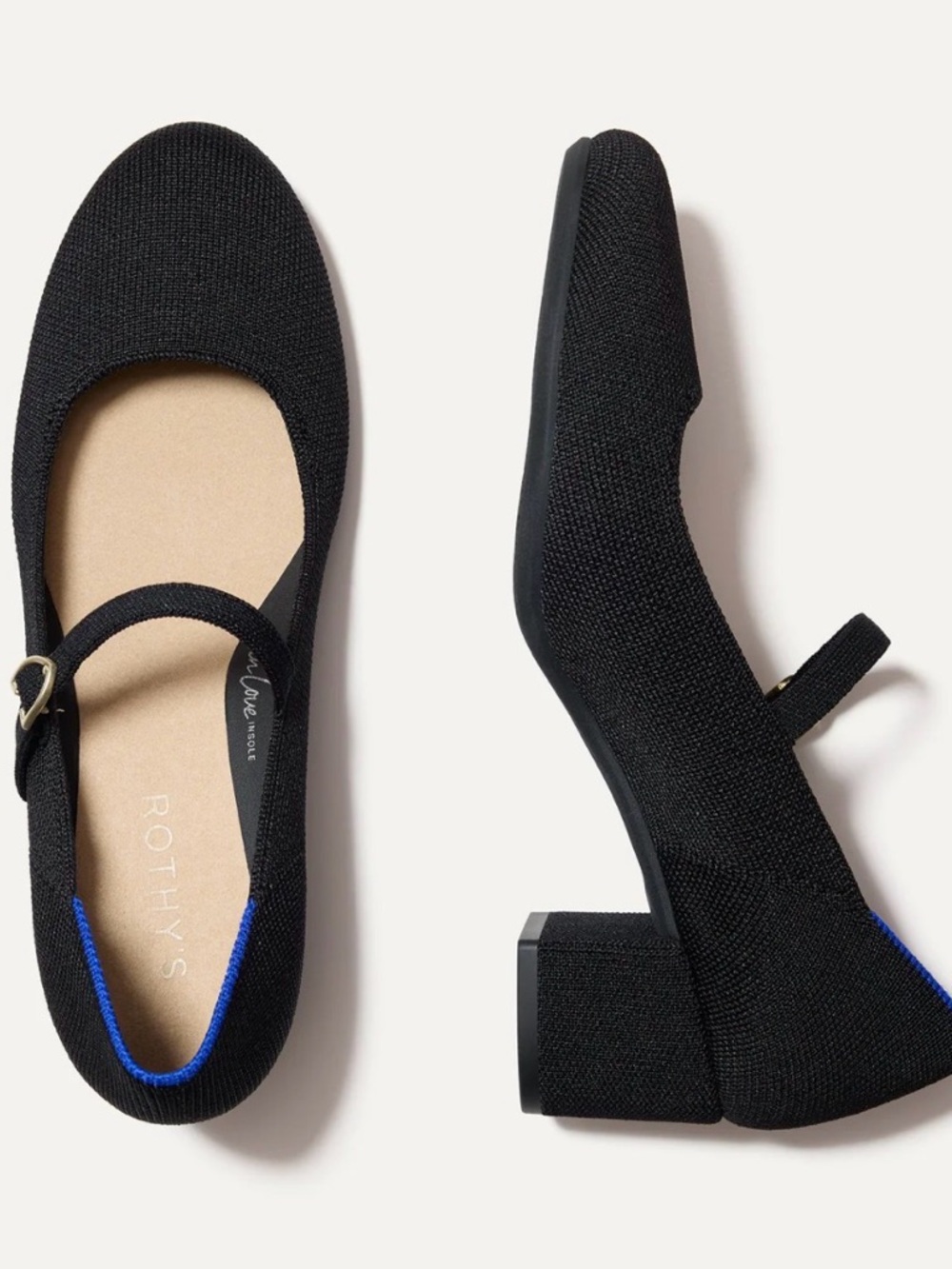 Rothy's Black Mary Jane Flats with Silver Buckle